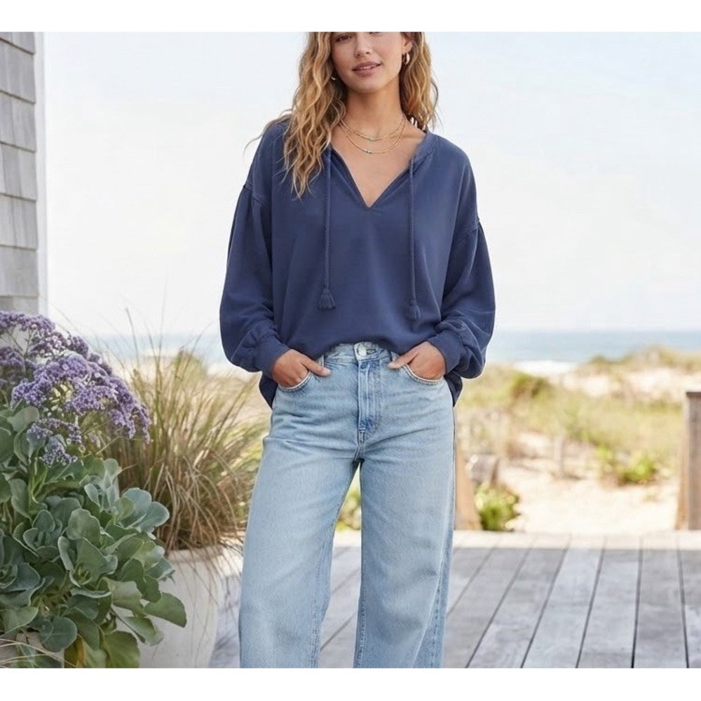 Aerie Sweatshirt Womens Sz S Easy Street Oversized French Terry Lined Boho Beach